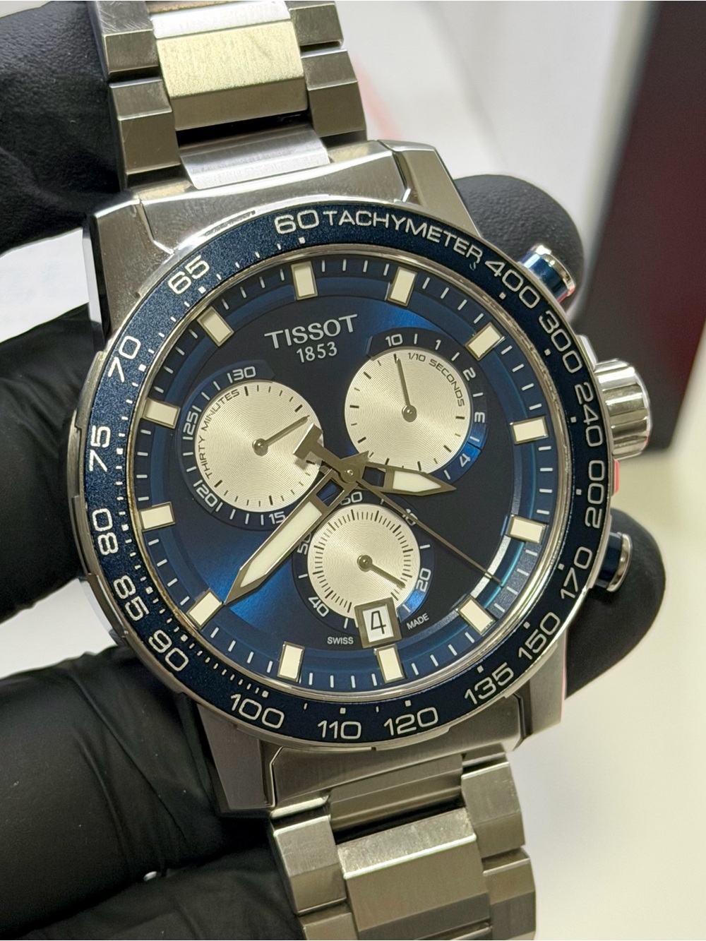Tissot SuperSport T125617A Chronograph Date Blue Dial Silver 46mm Luxury Watch